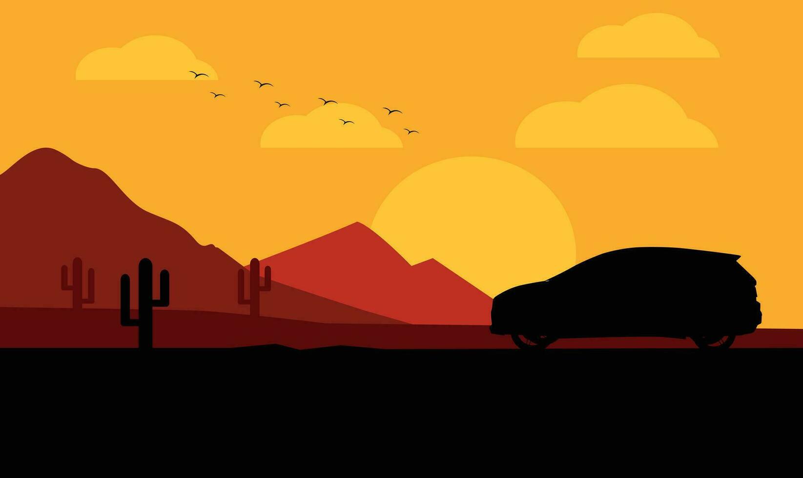 free vector car and desert