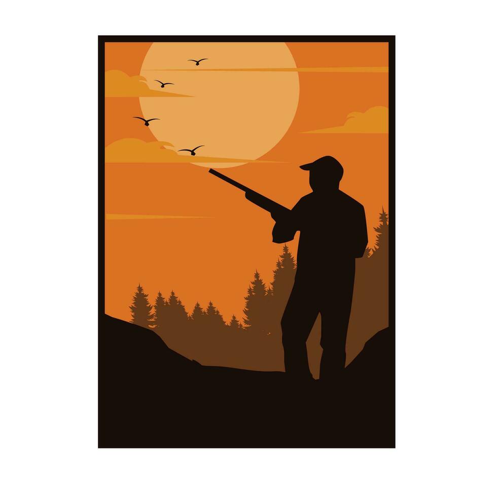 hunter on the jungle vector