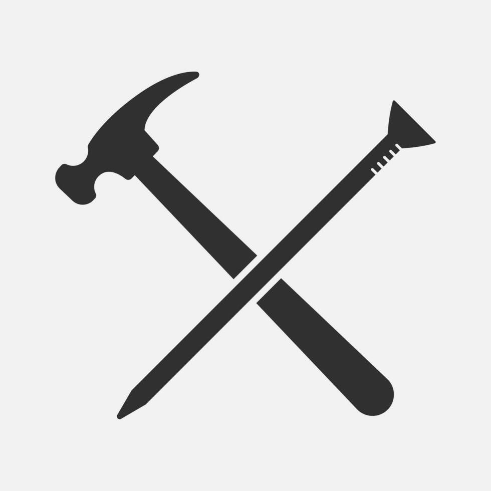 Hammer and nail business emblem. Workshop concept. Vector