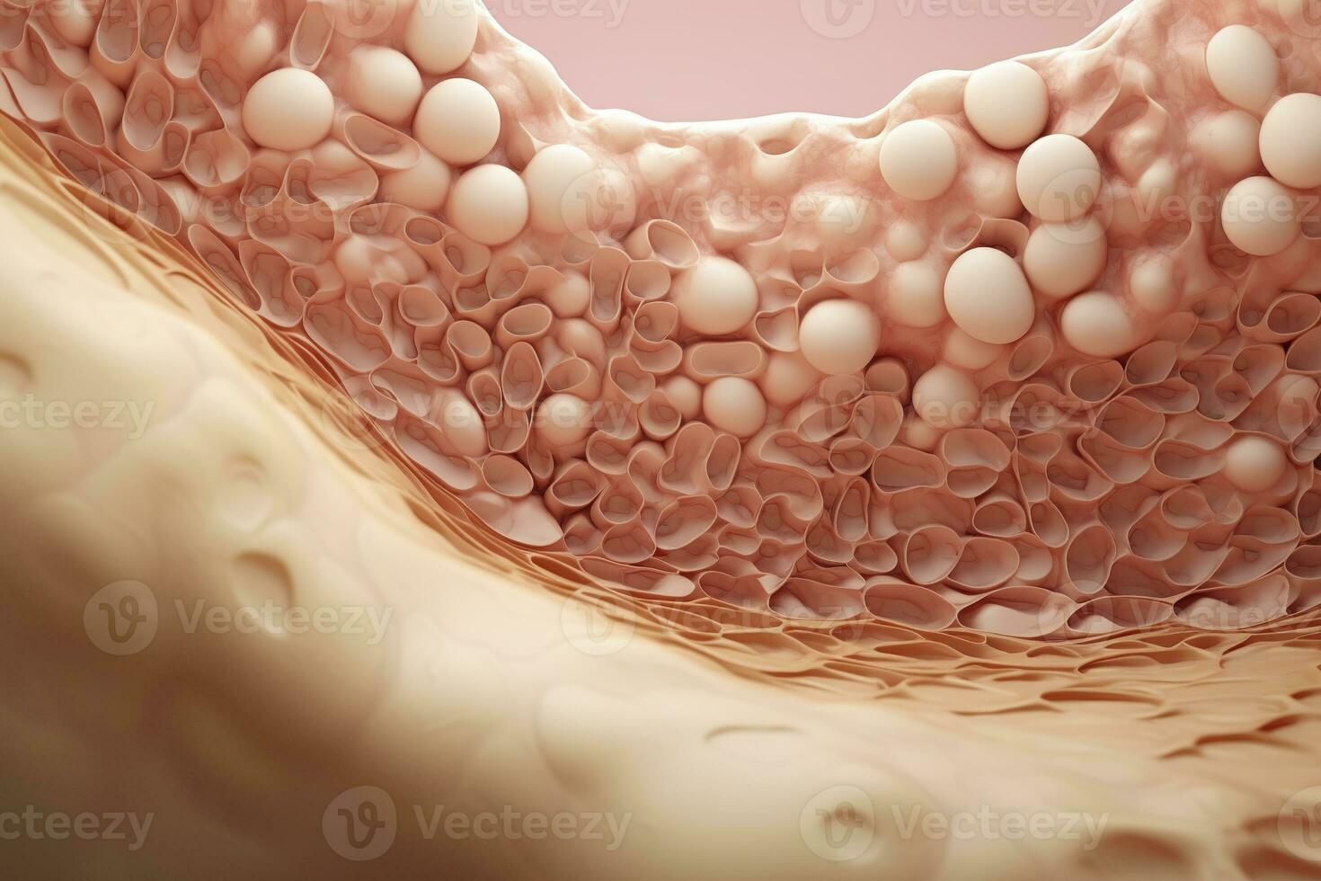 AI generated Saggy skin layer and skin cells, 3D rendering. Generative AI photo