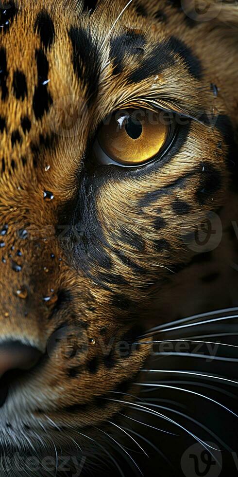 AI generated Leopard macro photography. AI Generated photo