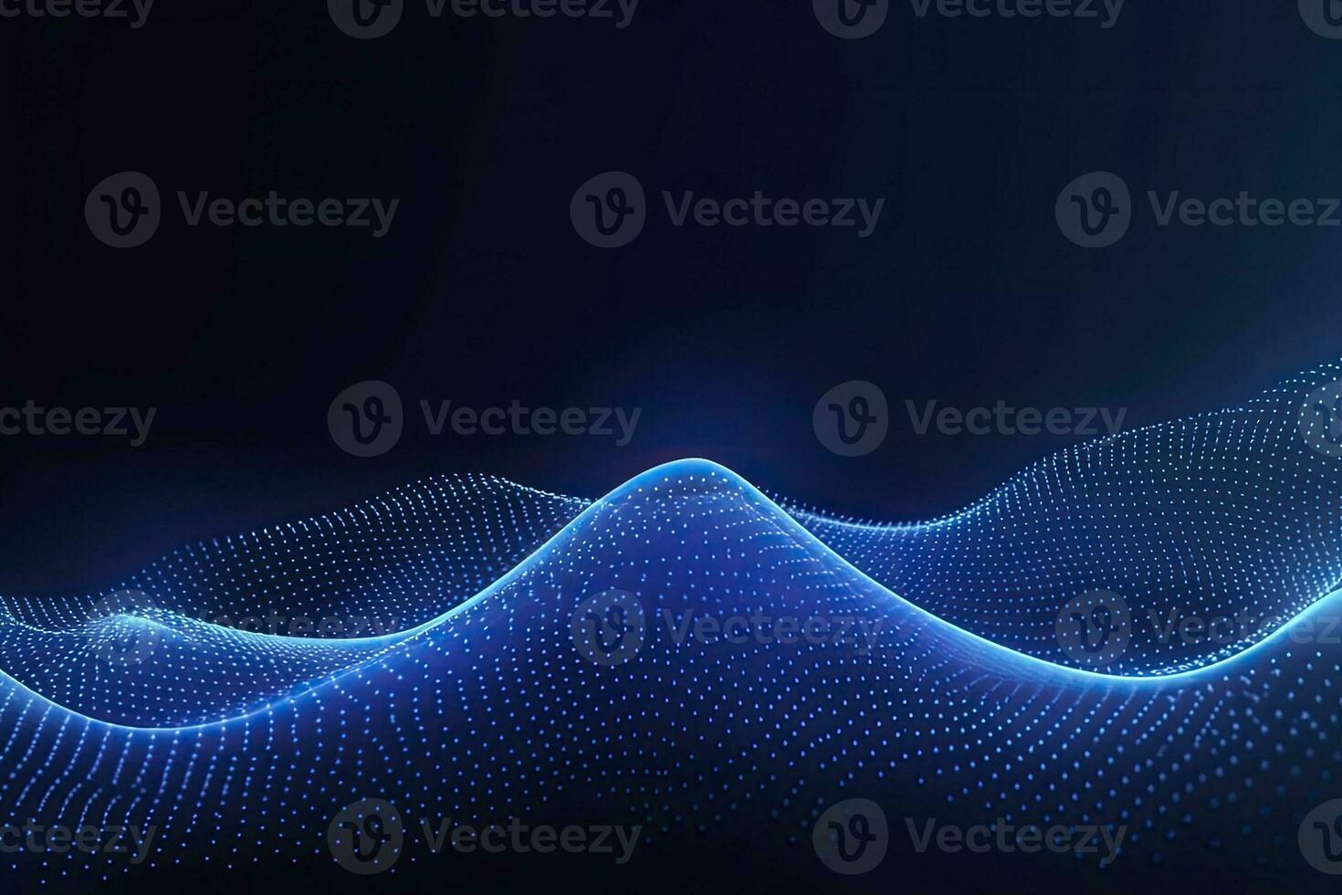 AI generated Dynamic blue particle wave. Abstract sound visualization. Digital structure of the wave flow of luminous particles. AI Generated. photo