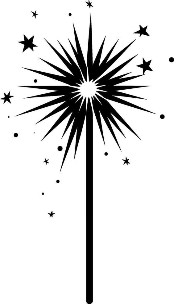 Christmas sparklers for greeting card, labels. Xmas decoration. Winter isolated element. Outline vector illustration. AI generated illustration.