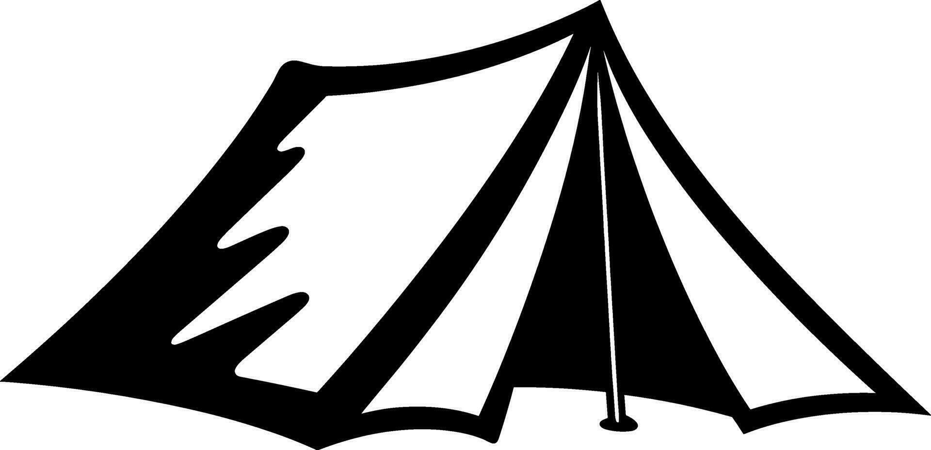 Camping tent silhouette vector illustration. Isolated on white background. AI generated illustration.