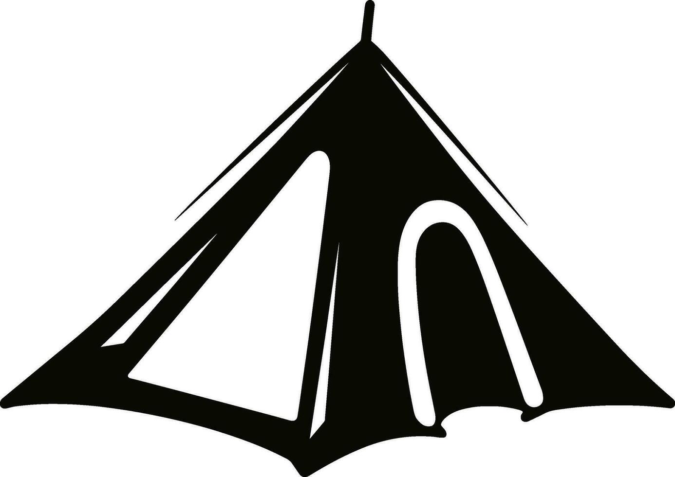 Camping tent silhouette vector illustration. Isolated on white background. AI generated illustration.