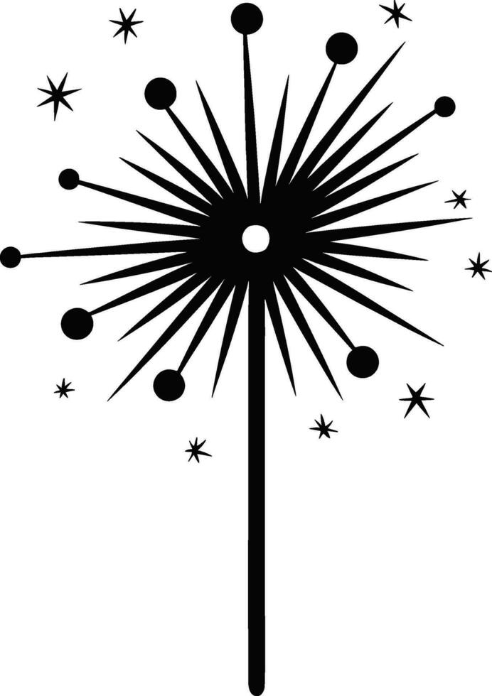 Christmas sparklers for greeting card, labels. Xmas decoration. Winter isolated element. Outline vector illustration. AI generated illustration.