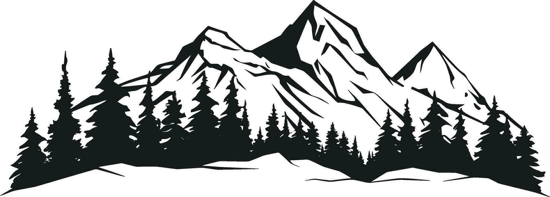 hand drawn mountains silhouettes for high mountain icon, vector illustration. AI generated illustration.