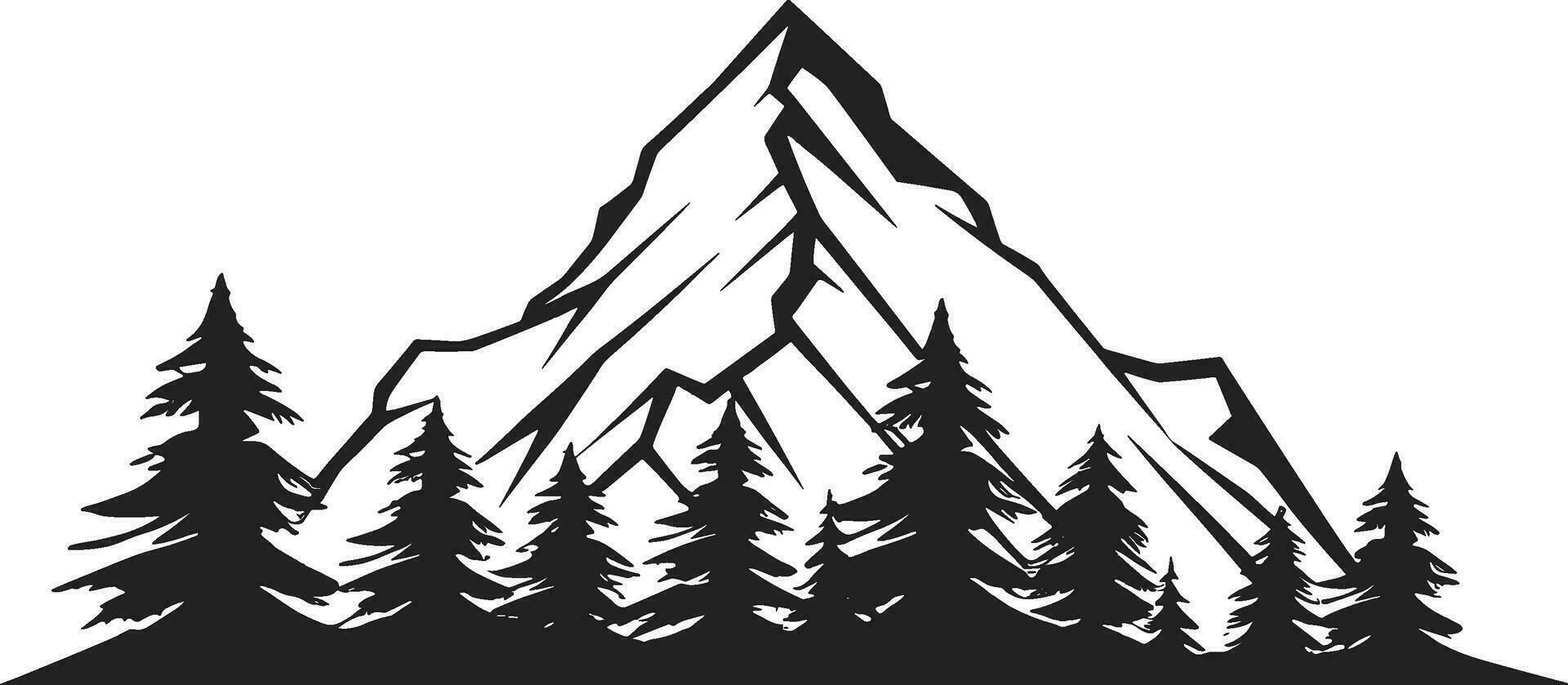 hand drawn mountains silhouettes for high mountain icon, vector illustration. AI generated illustration.