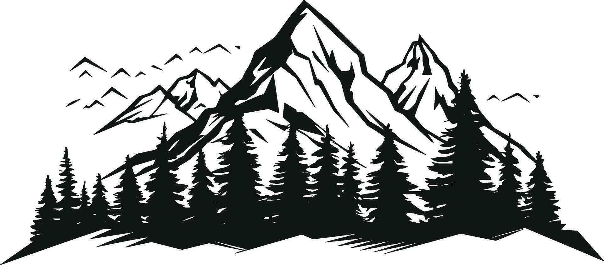 hand drawn mountains silhouettes for high mountain icon, vector illustration. AI generated illustration.