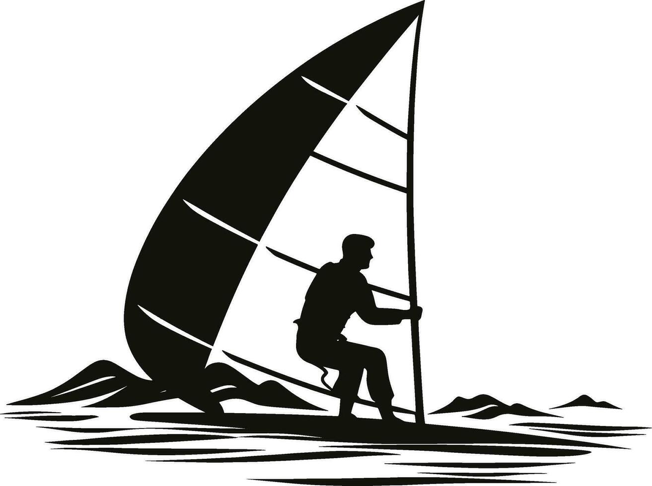 Logo with a frame of a windsurfer - windsurfing logo. AI generated illustration. vector