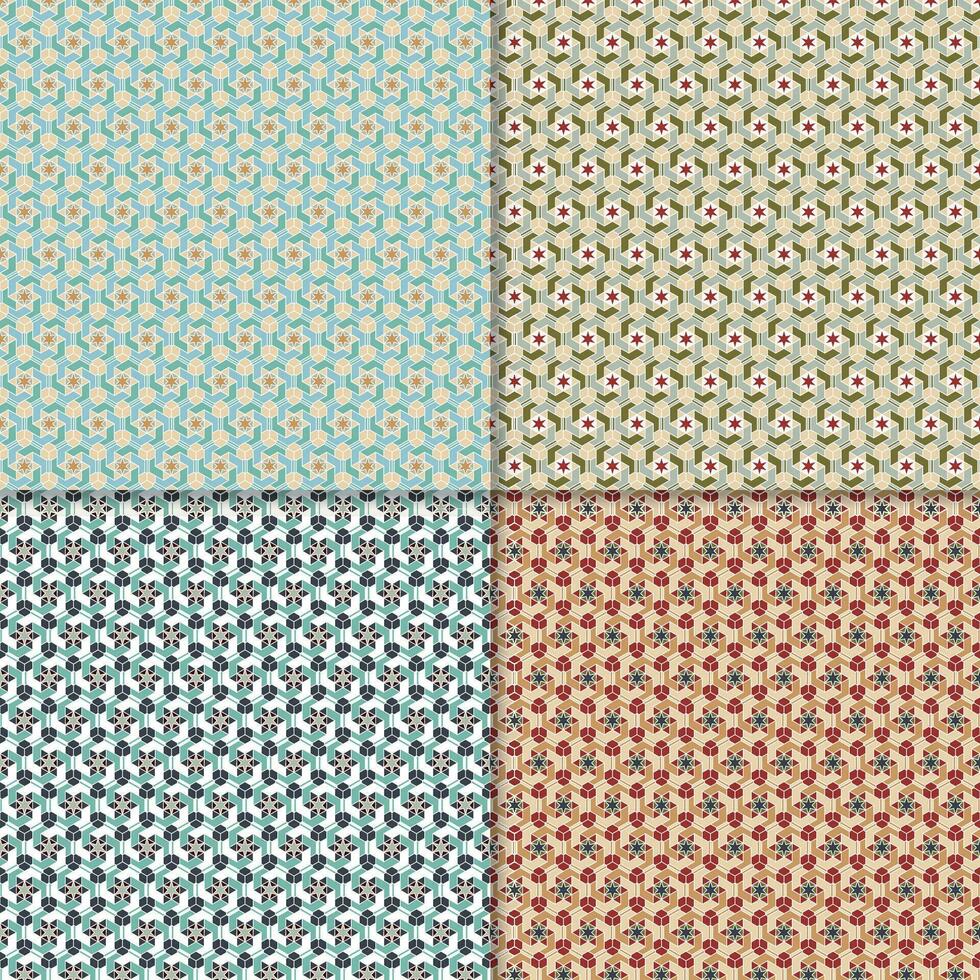 Four geometric seamless patterns. Can be used on textiles, wallpapers, surfaces, venue designs and as a background for cards and invitations vector