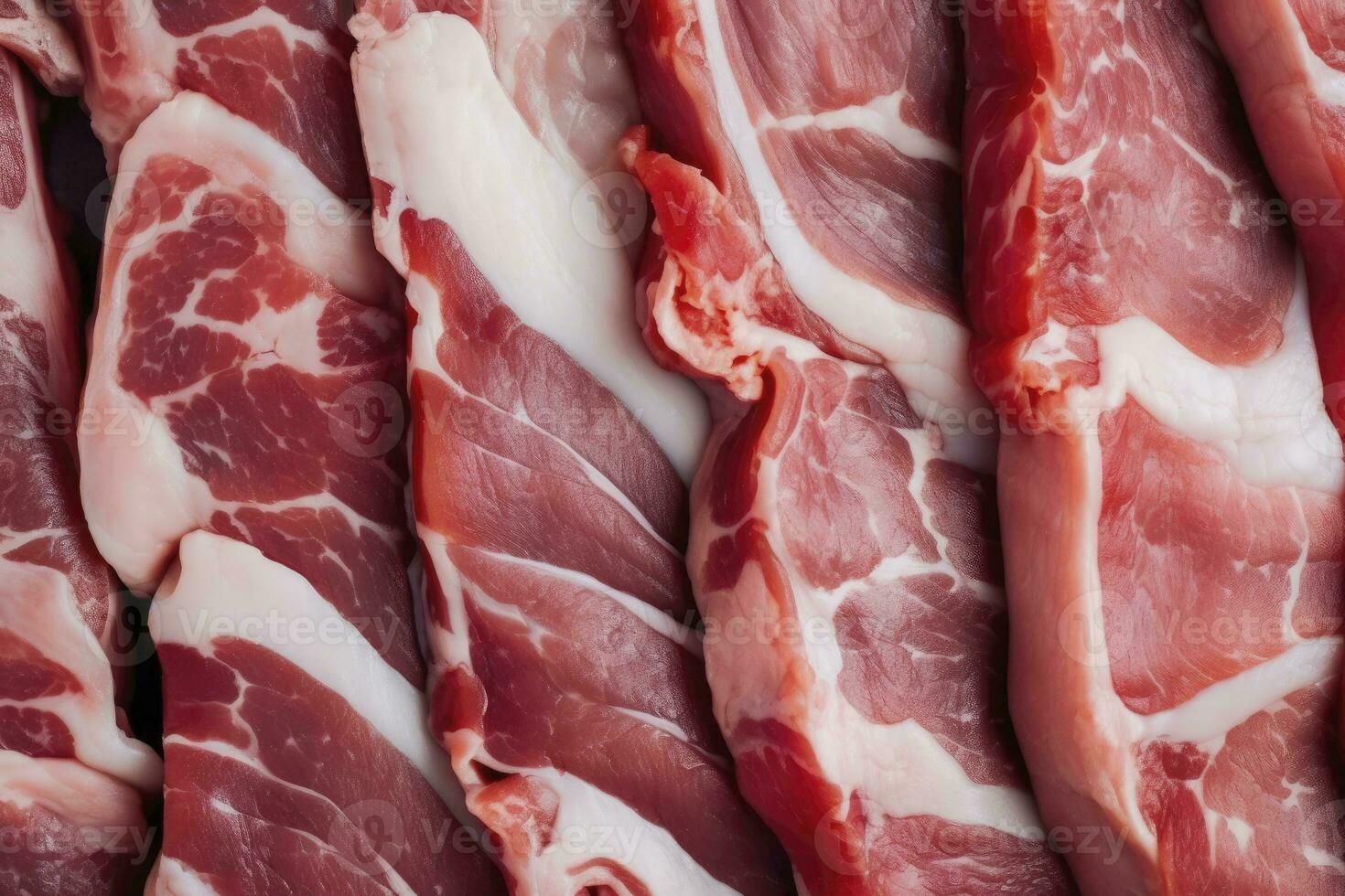 AI generated Macro shot of pork meat. Meat textured background. Beef steak is raw and juicy. AI Generated photo