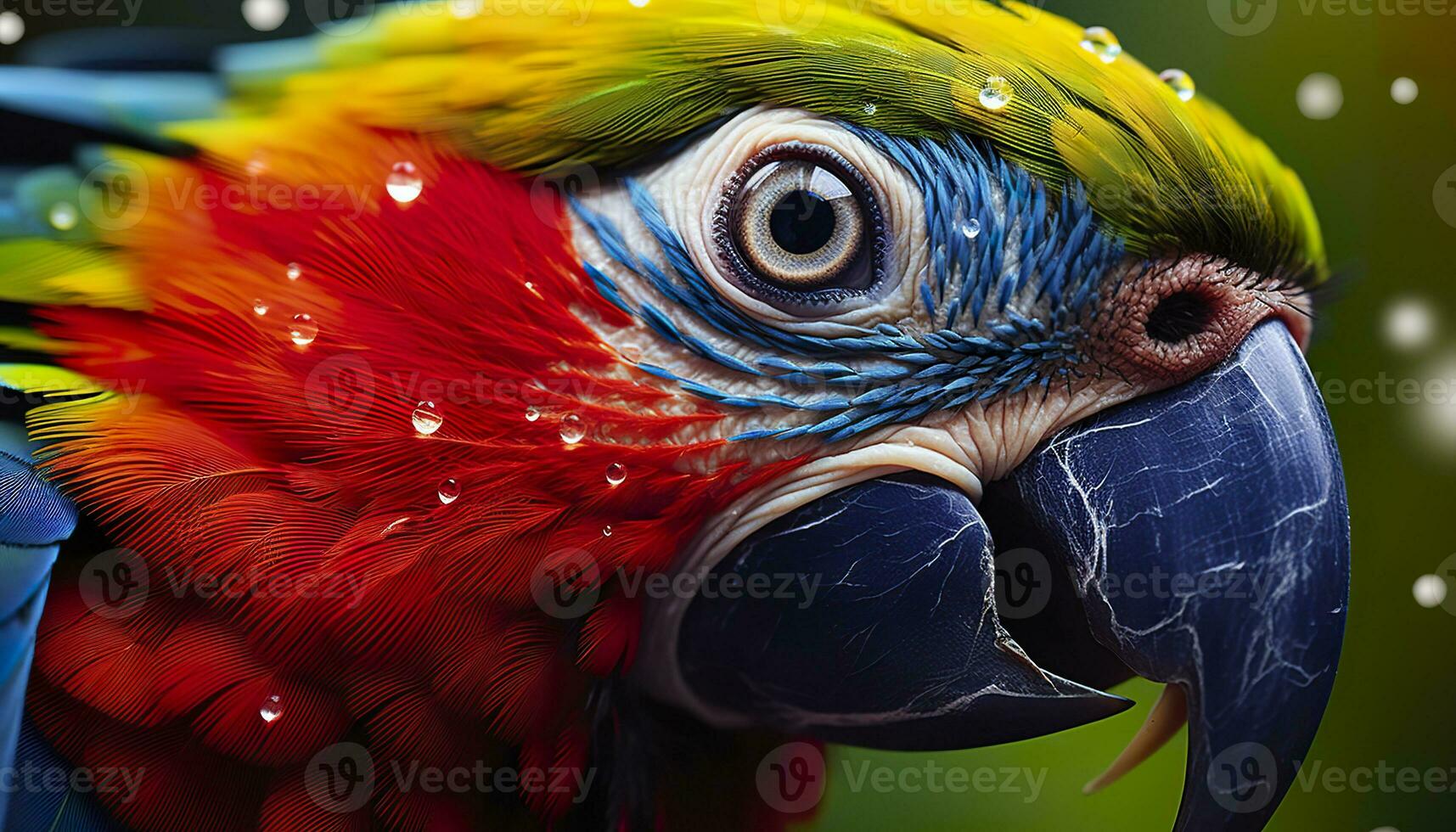 AI generated Tropical macaw perched, vibrant feathers in focus. Generative AI photo