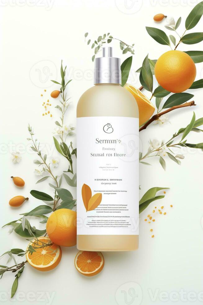 AI generated Beautiful flyer to present a store that sells products, body care, soap, cream, oil. Generative AI photo