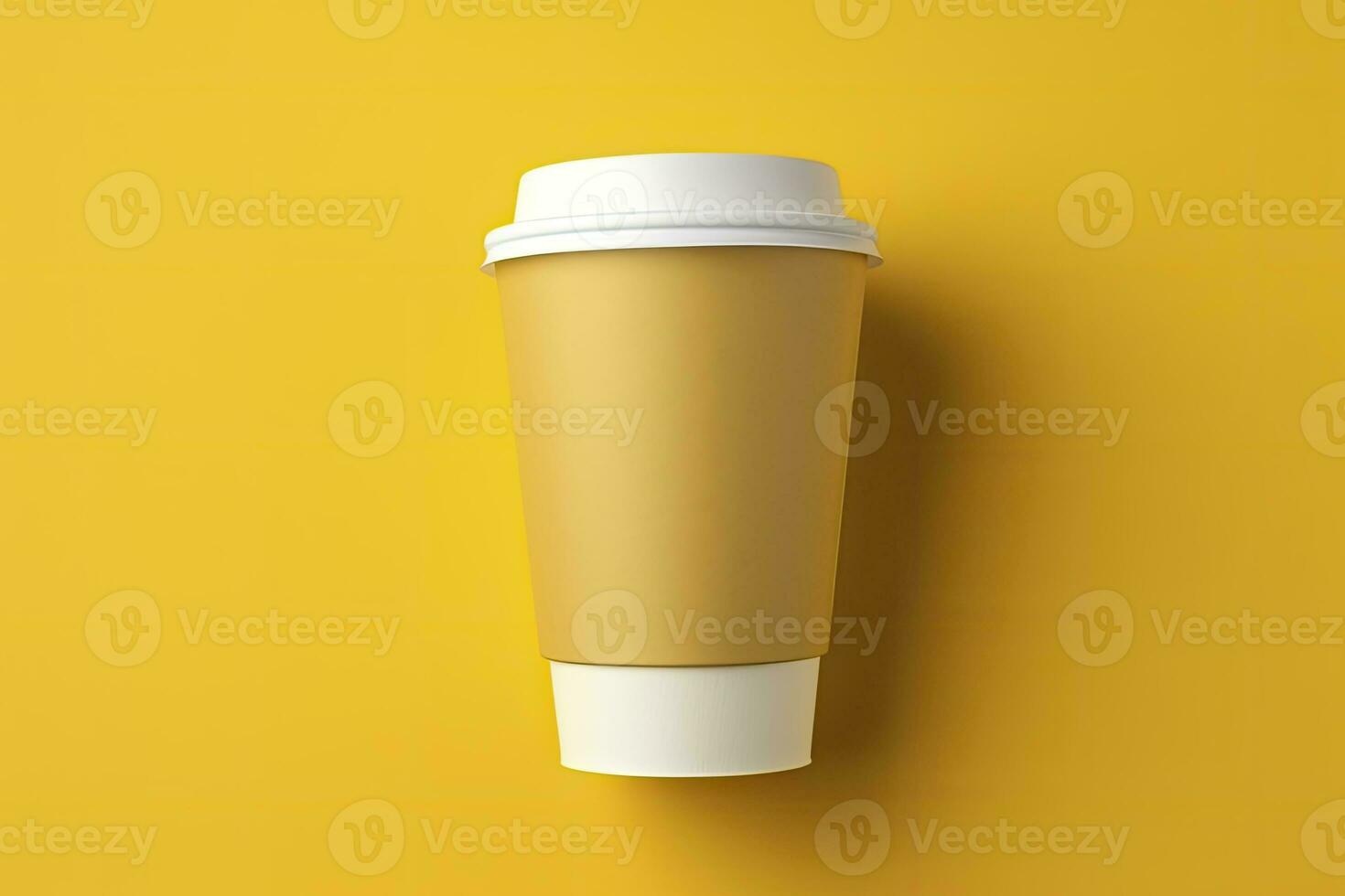 AI generated Blank coffee cup isolated on yellow background. AI Generated photo