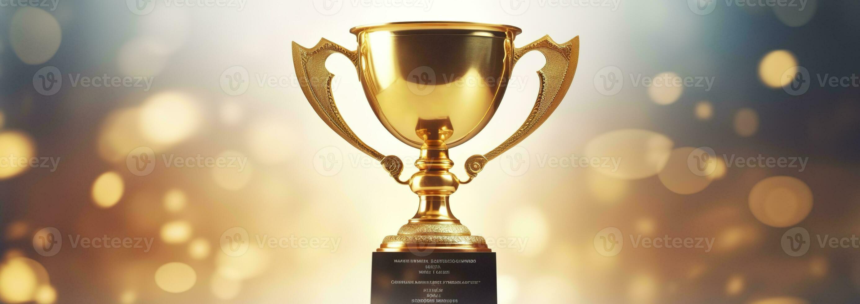 AI generated Champion golden trophy for winner background. Success and achievement concept. Generative AI photo