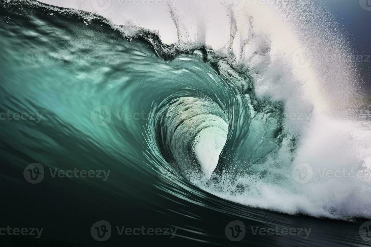 AI generated Extreme close up of thrashing emerald ocean waves. AI Generated photo