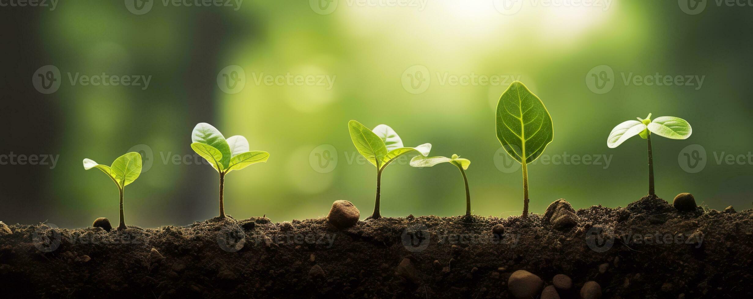 AI generated Growth Trees concept Coffee bean seedlings nature background Beautiful green. AI Generated photo