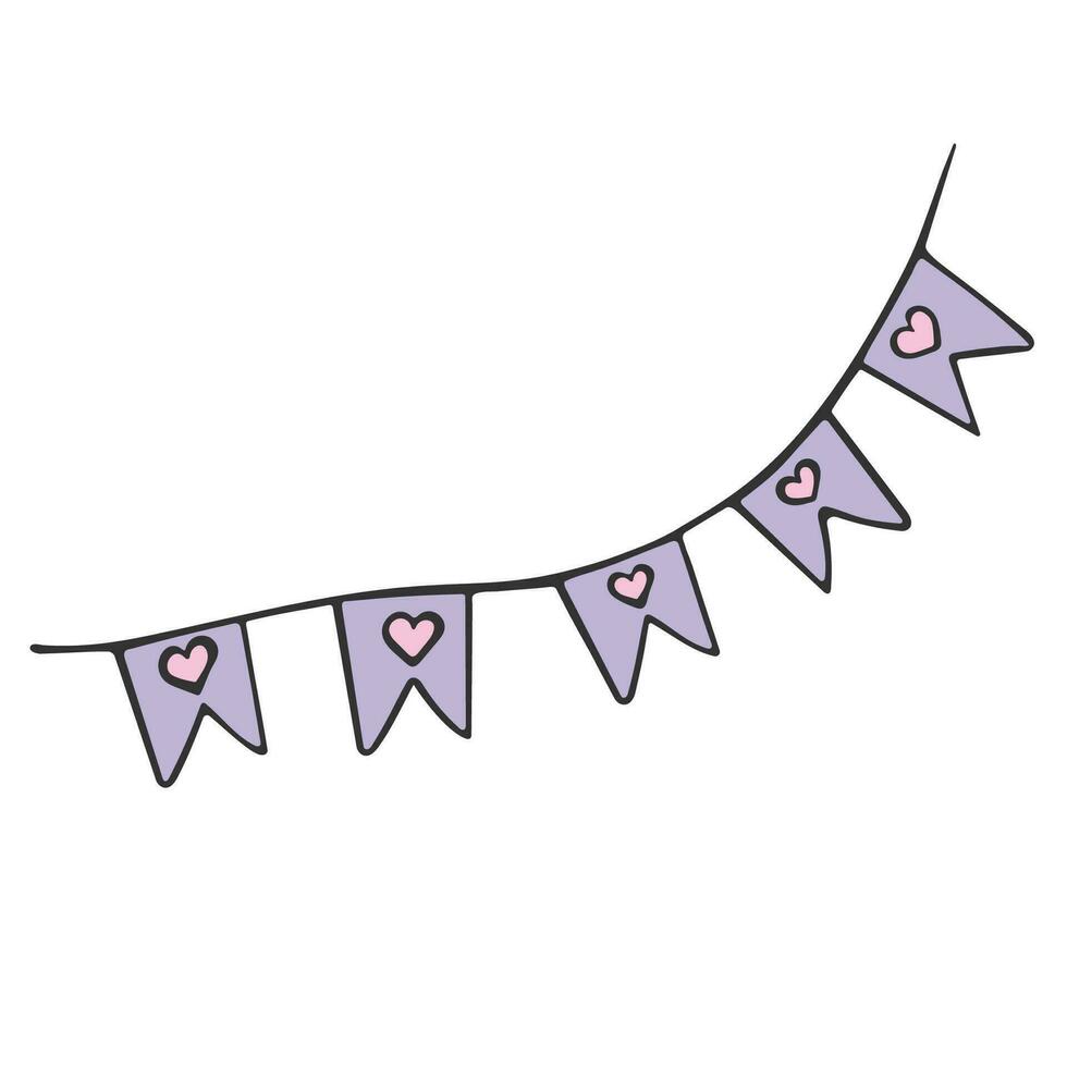 Flag garland. Decoration for valentine's day. Flag hearts. vector