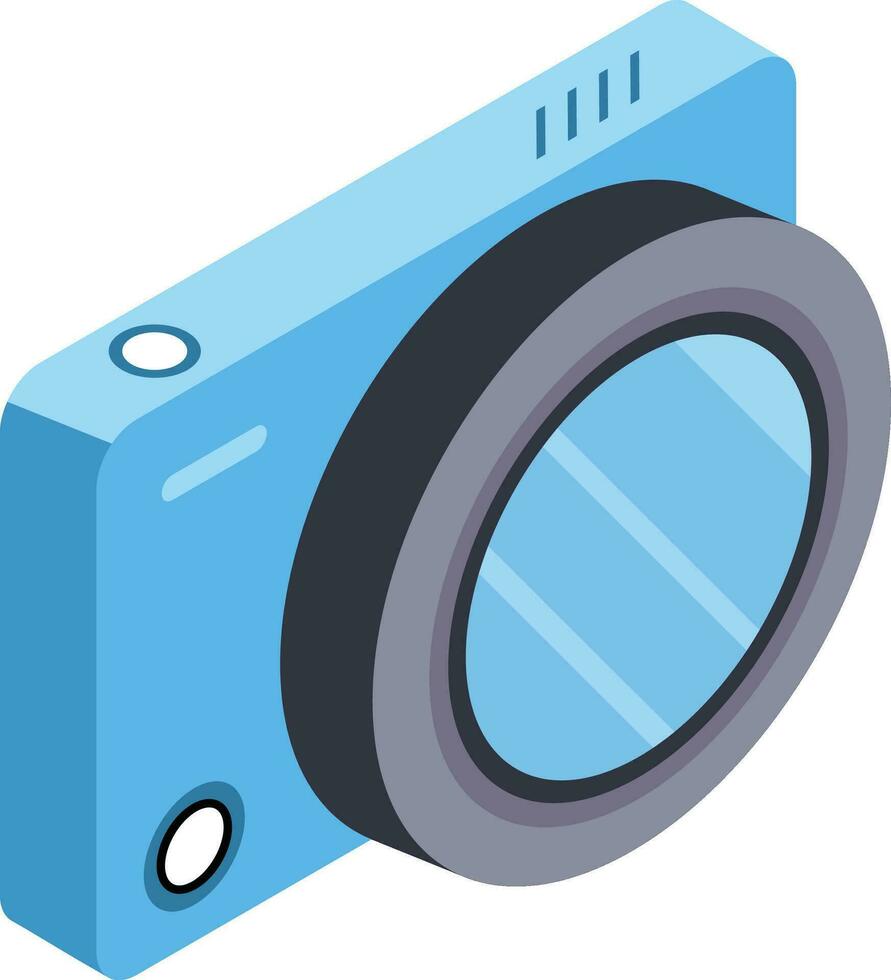 Digital camera isometric icon in blue color vector