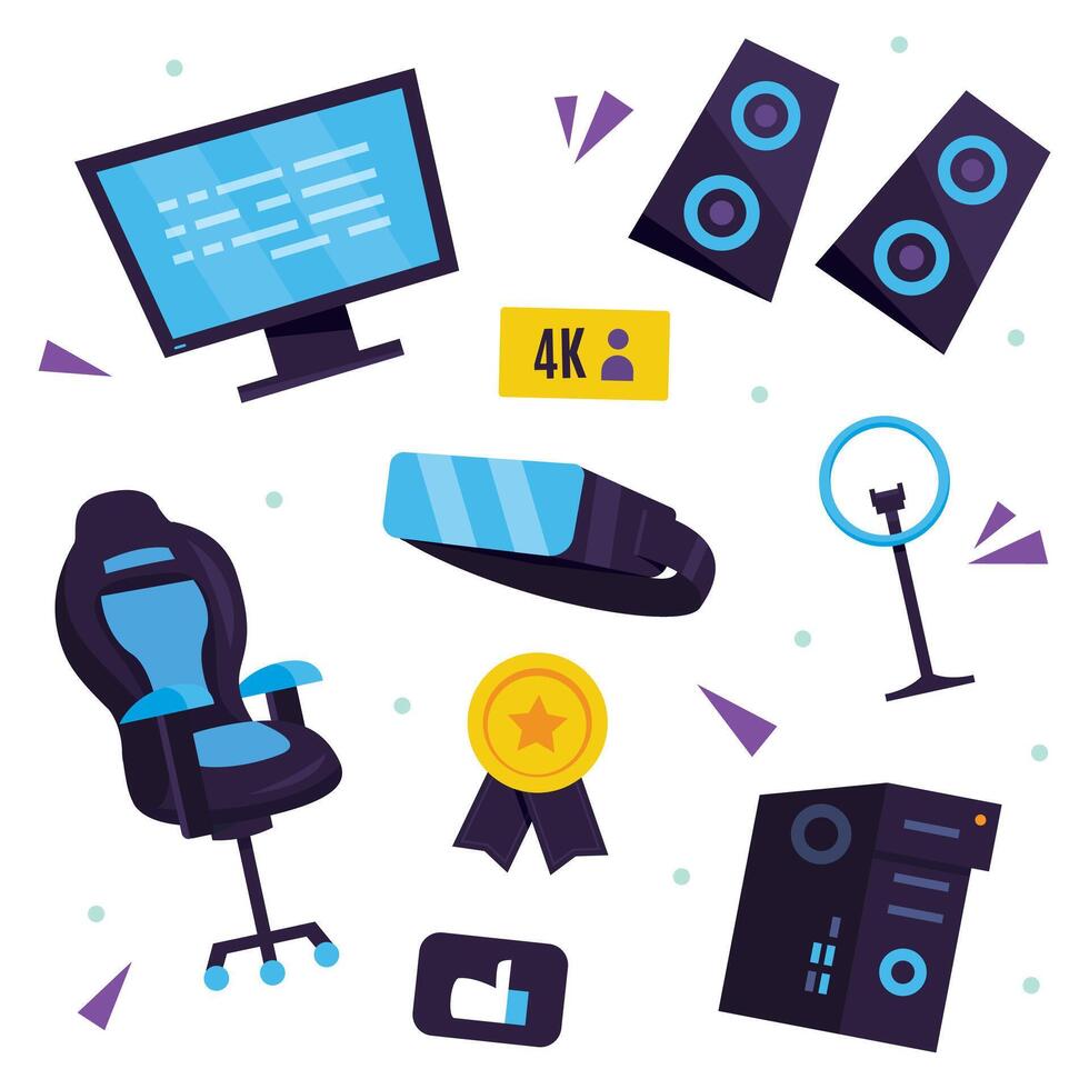 Video game streamer icon set in a flat style vector