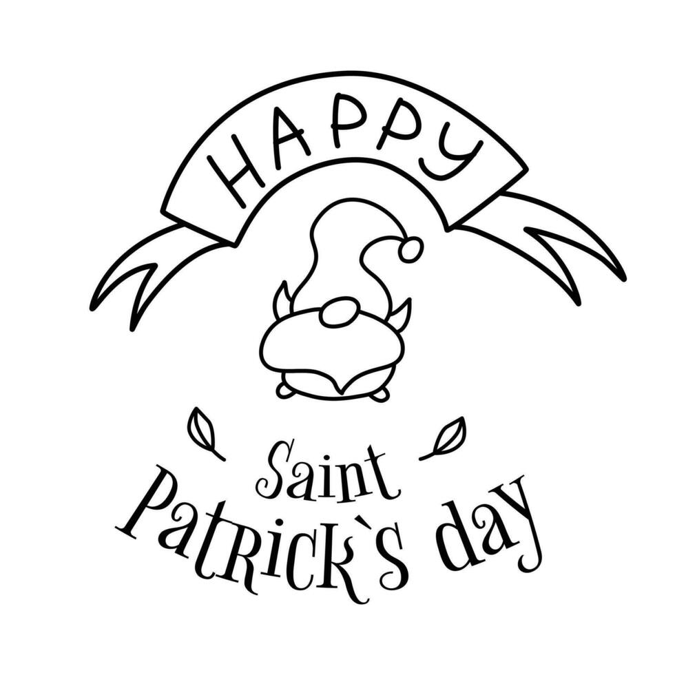 Vector illustration of Happy Saint Patrick s Day type with leprechaun