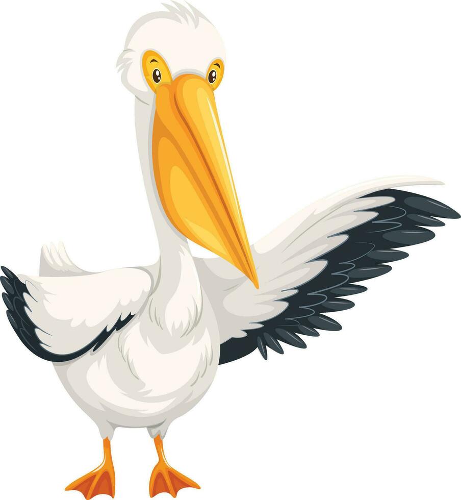 Pelican bird cartoon sticker vector