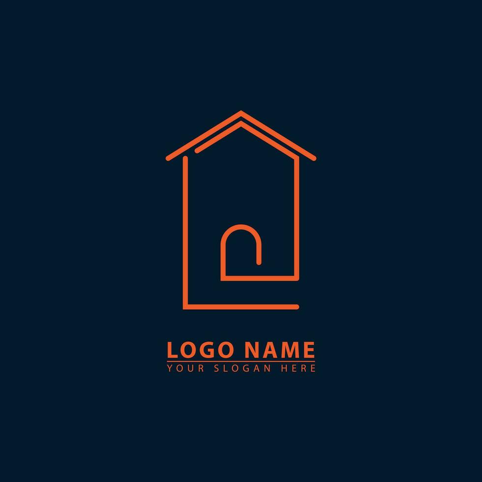 oro línea forma casa logo. edificio y edificio diseño vector logo.