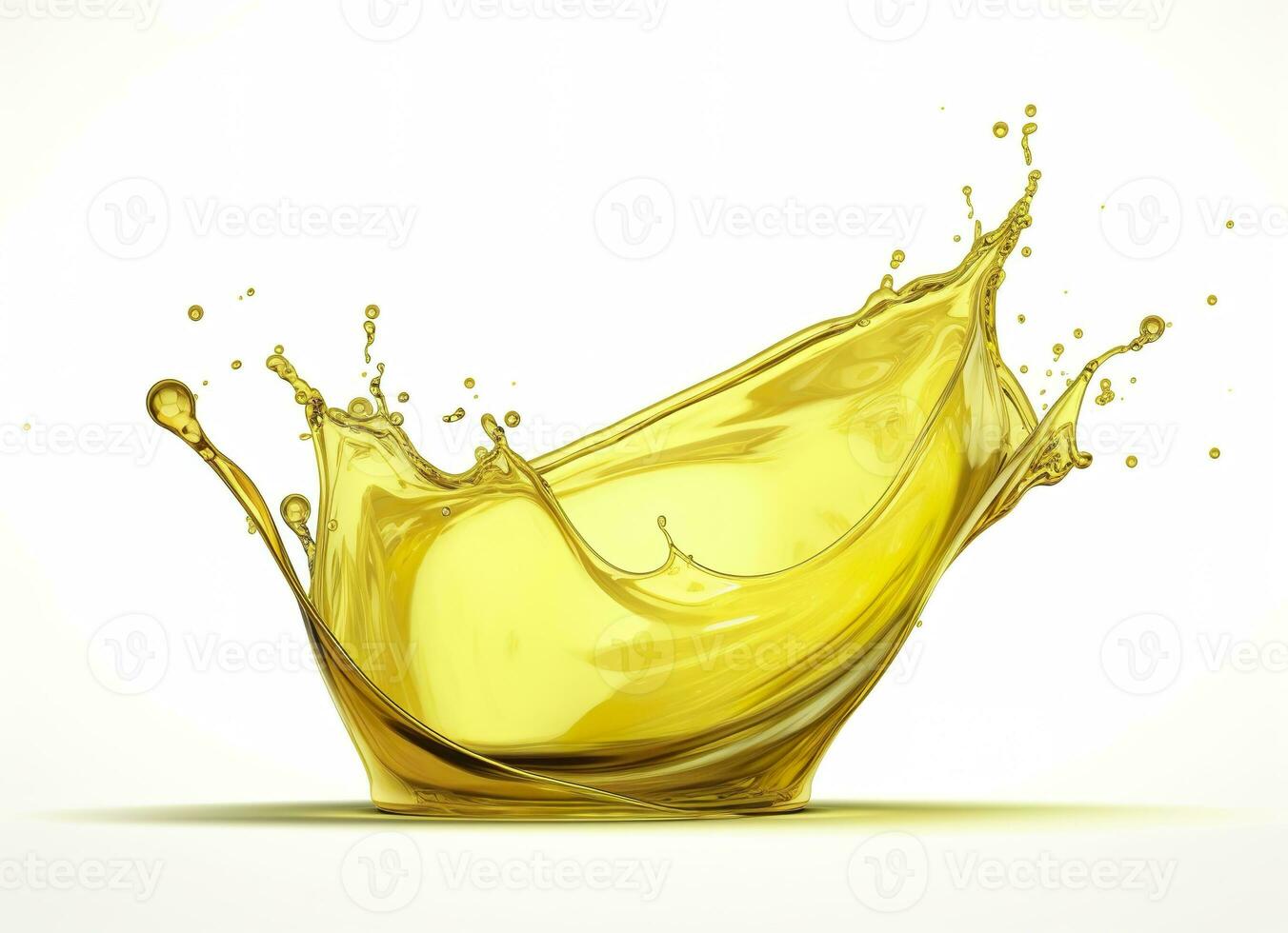 AI generated Olive or engine oil splash, cosmetic serum liquid isolated on white background. Generative AI photo