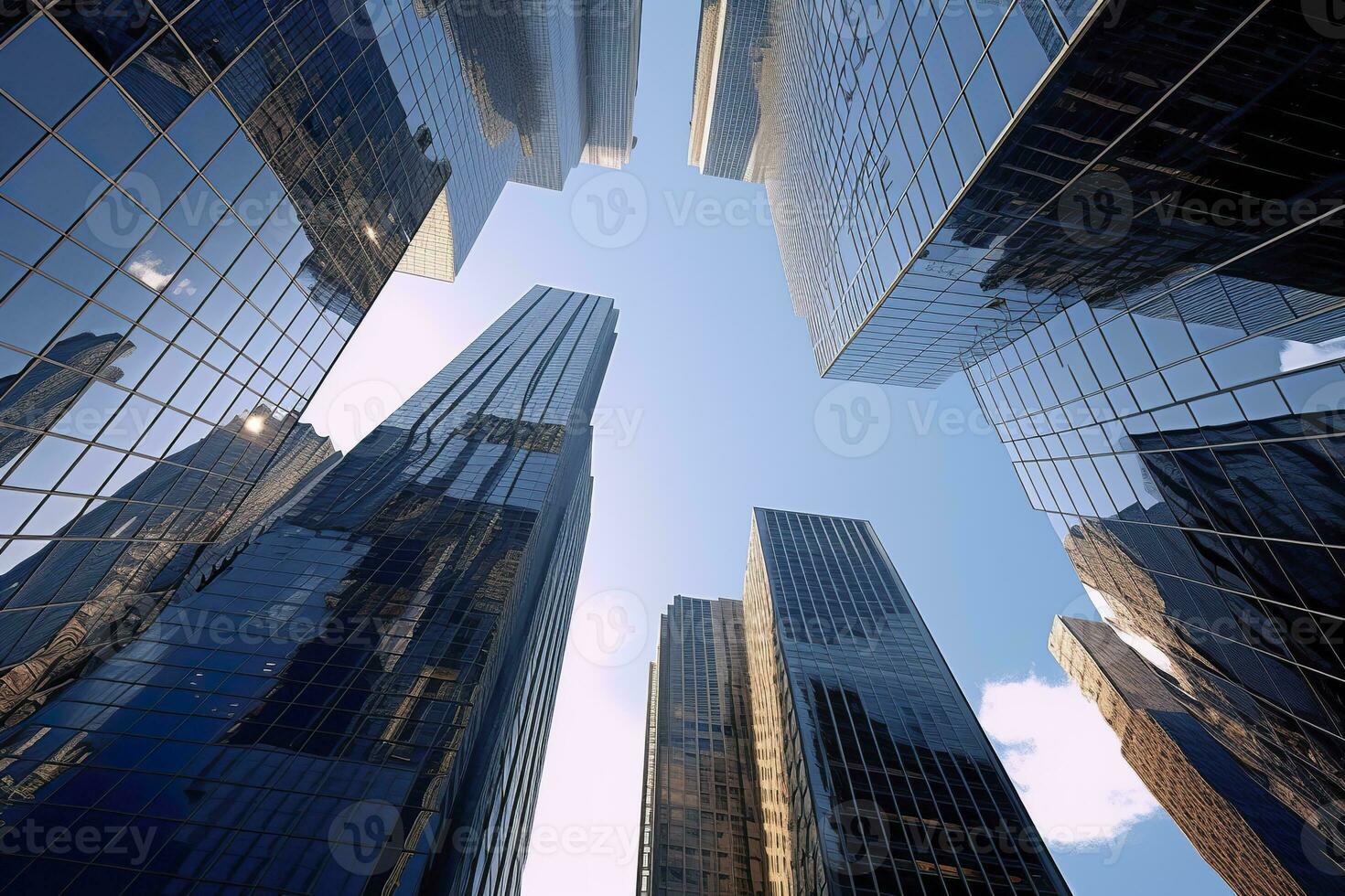 ai generado reflexivo rascacielos, negocio oficina edificios ai generado foto