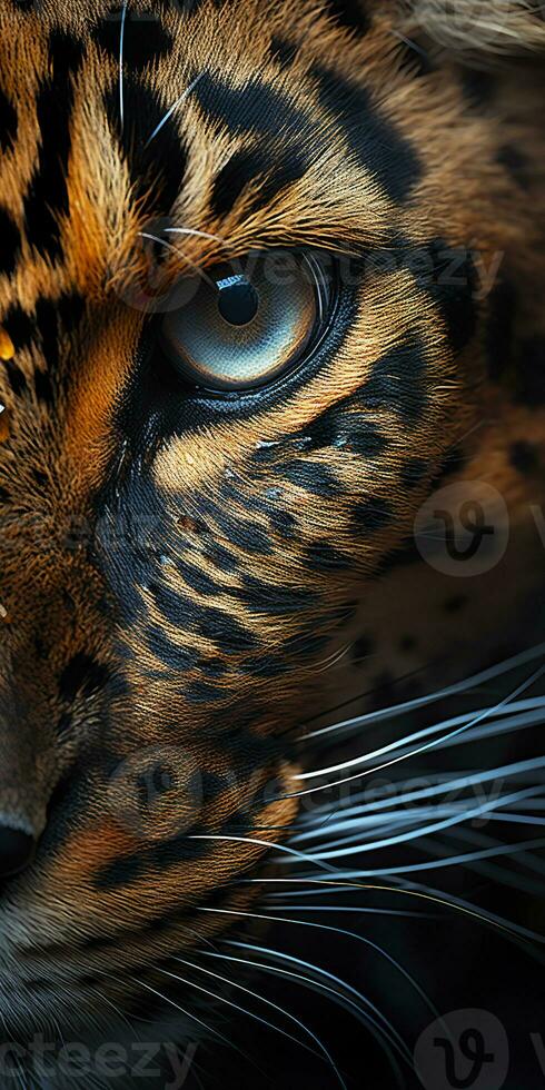 AI generated Leopard macro photography. AI Generated photo