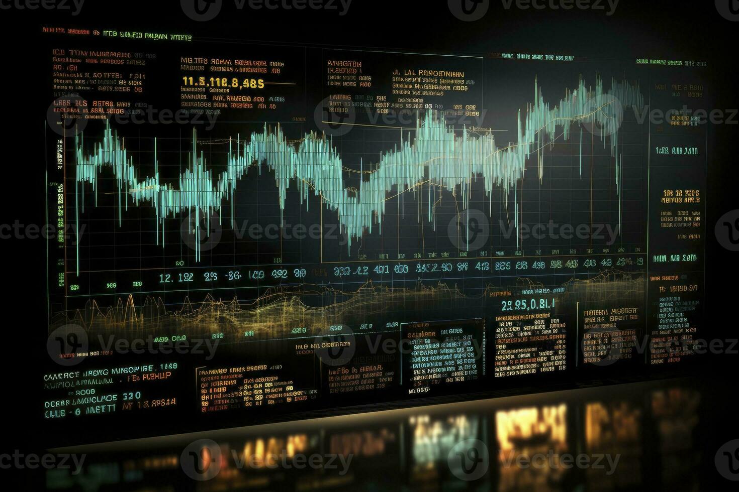 AI generated Digitally Generated Currency and Exchange Stock Chart for Finance and Economy Based Computer Software and Coding Display. AI Generated photo
