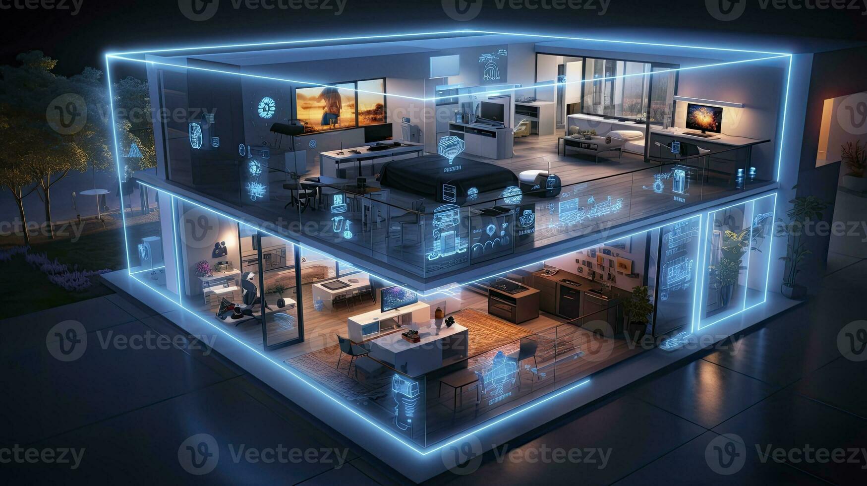 AI generated A Glimpse into the Connected Smart Home of Tomorrow. AI Generated photo