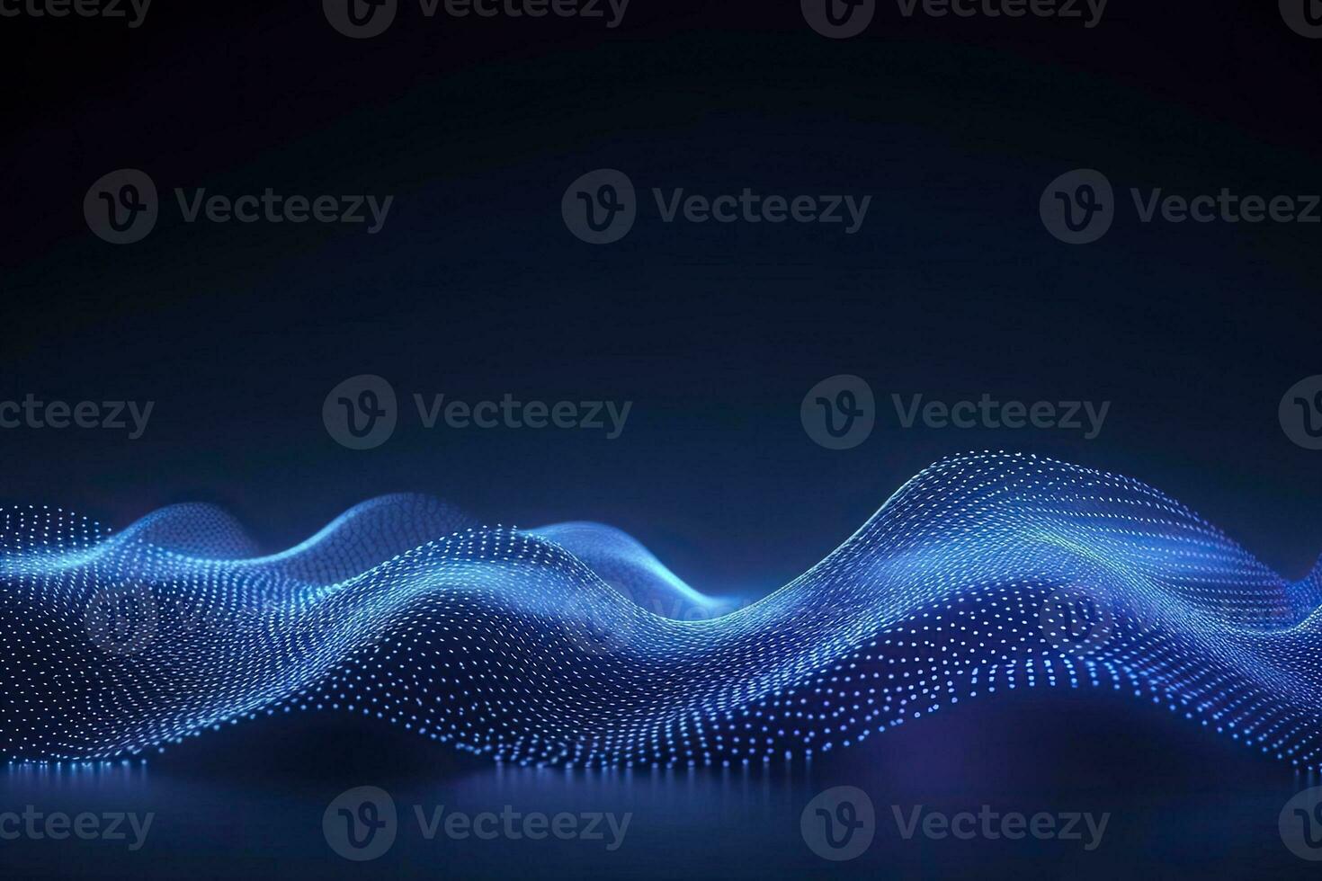 AI generated Dynamic blue particle wave. Abstract sound visualization. Digital structure of the wave flow of luminous particles. AI Generated. photo
