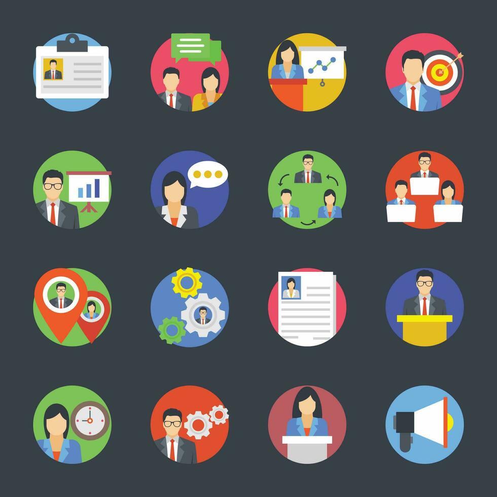 Team Management Flat Vector Icons