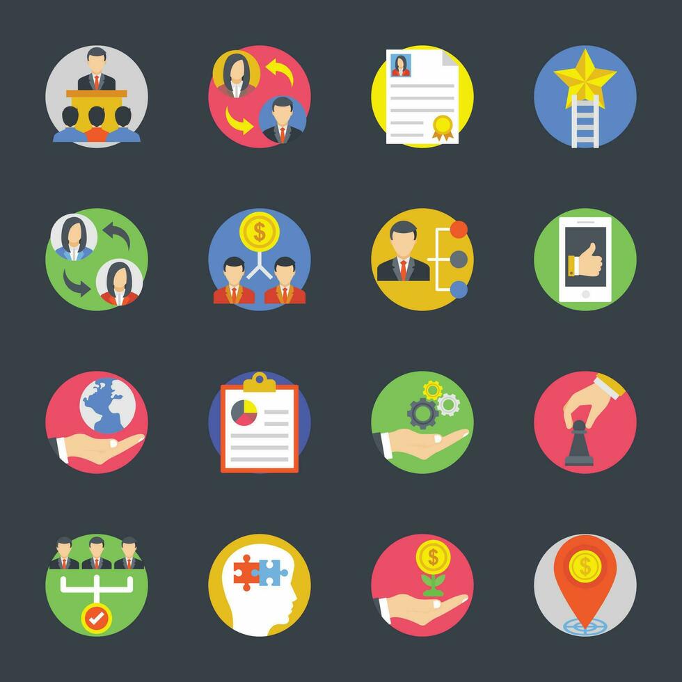 Pack of Team and Resources Flat Icons vector