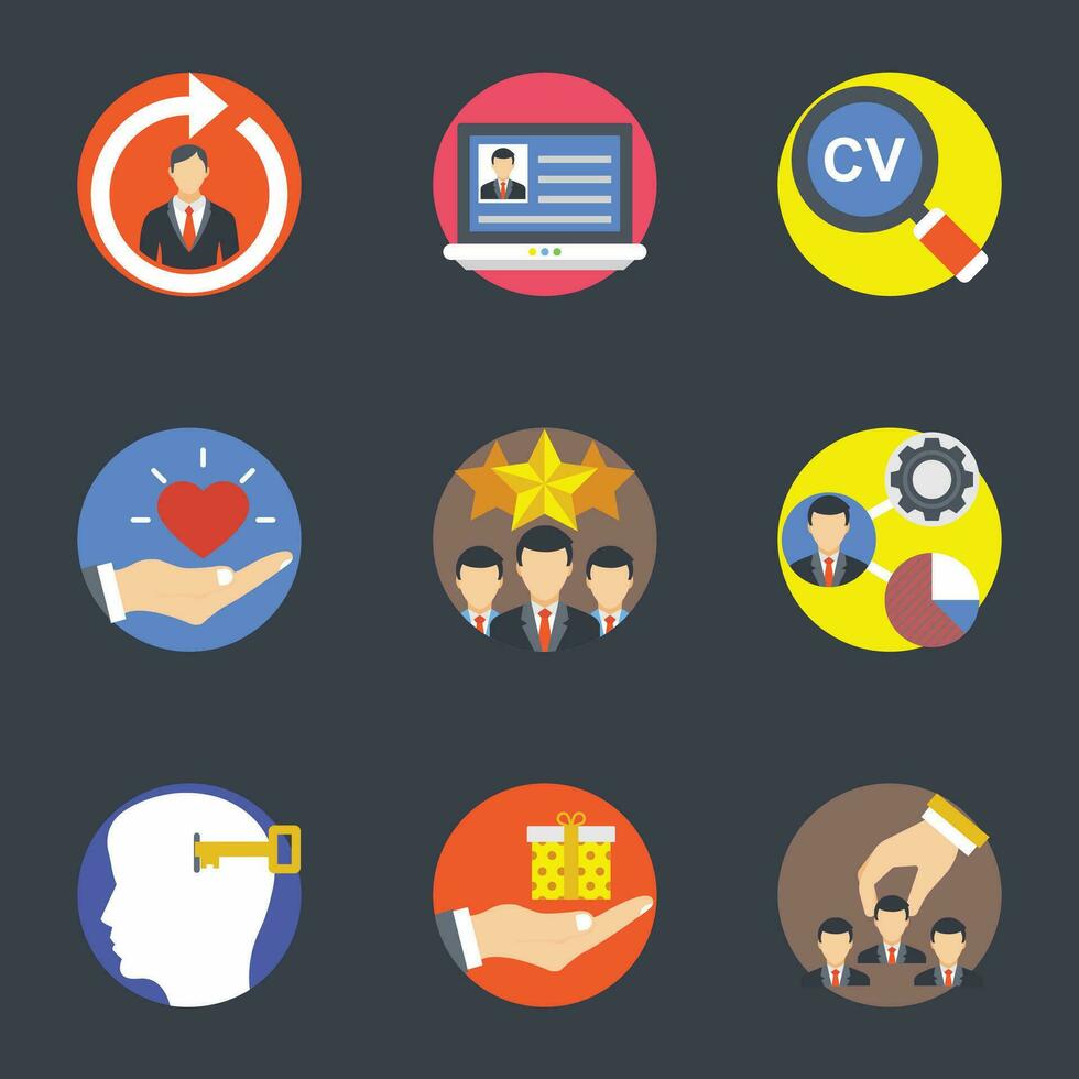 Pack of Hiring Flat Icons vector