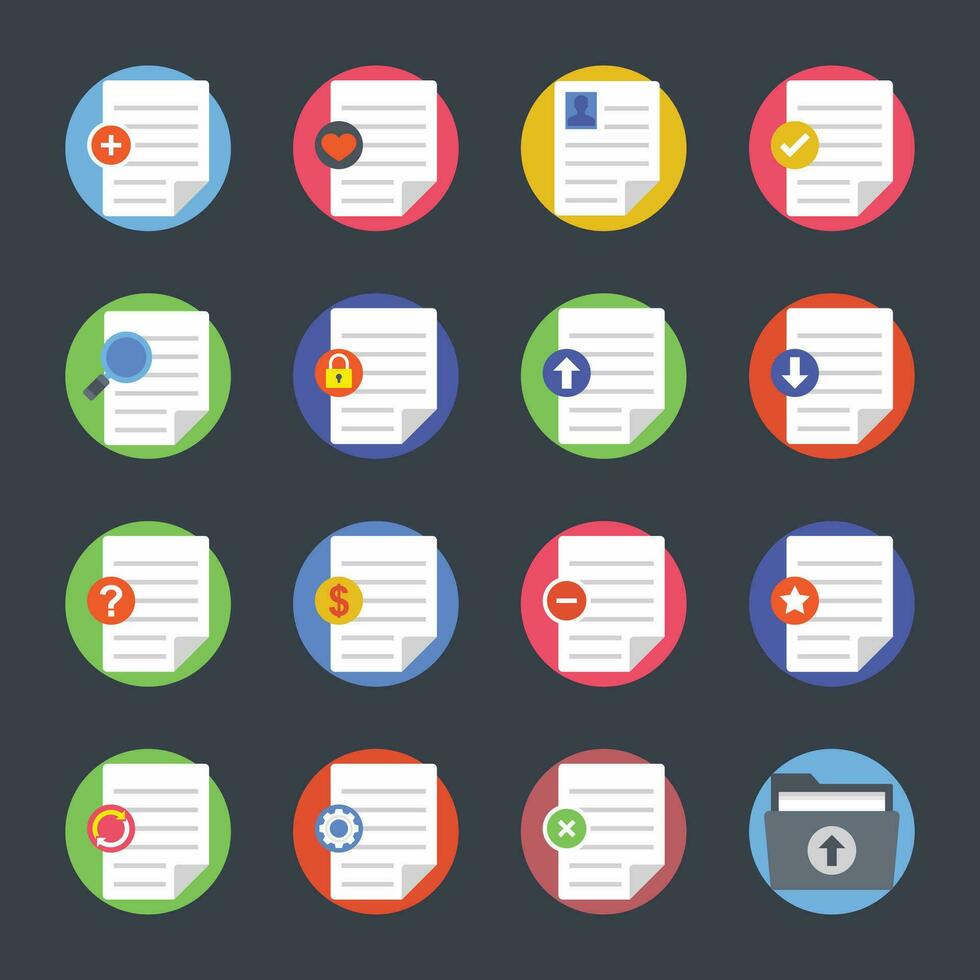 Flat Icons of Files and Folders vector