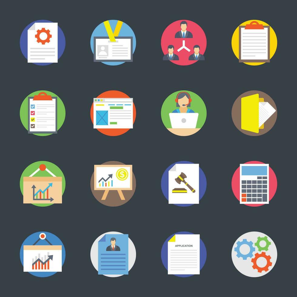Flat Vector Icons of Management