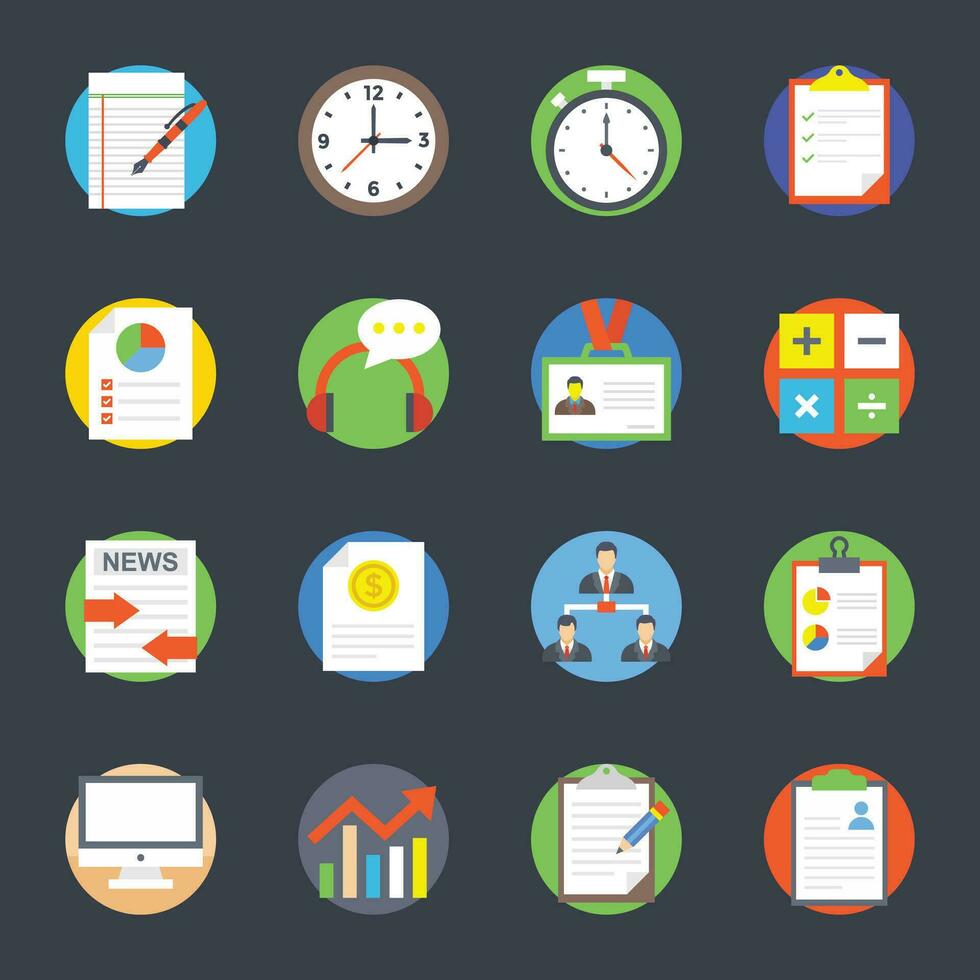 Flat Vector Icons of Project Management