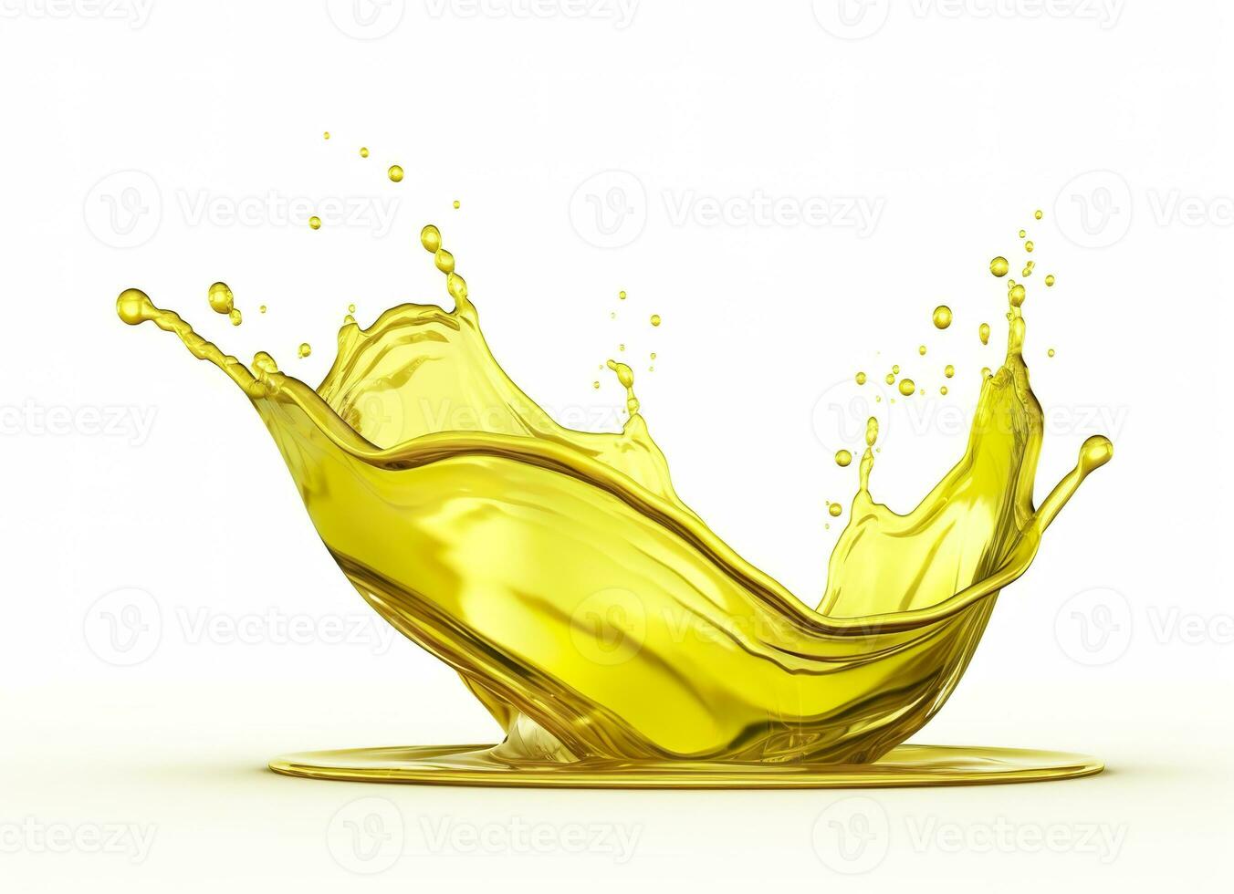 AI generated Olive or engine oil splash, cosmetic serum liquid isolated on white background. Generative AI photo