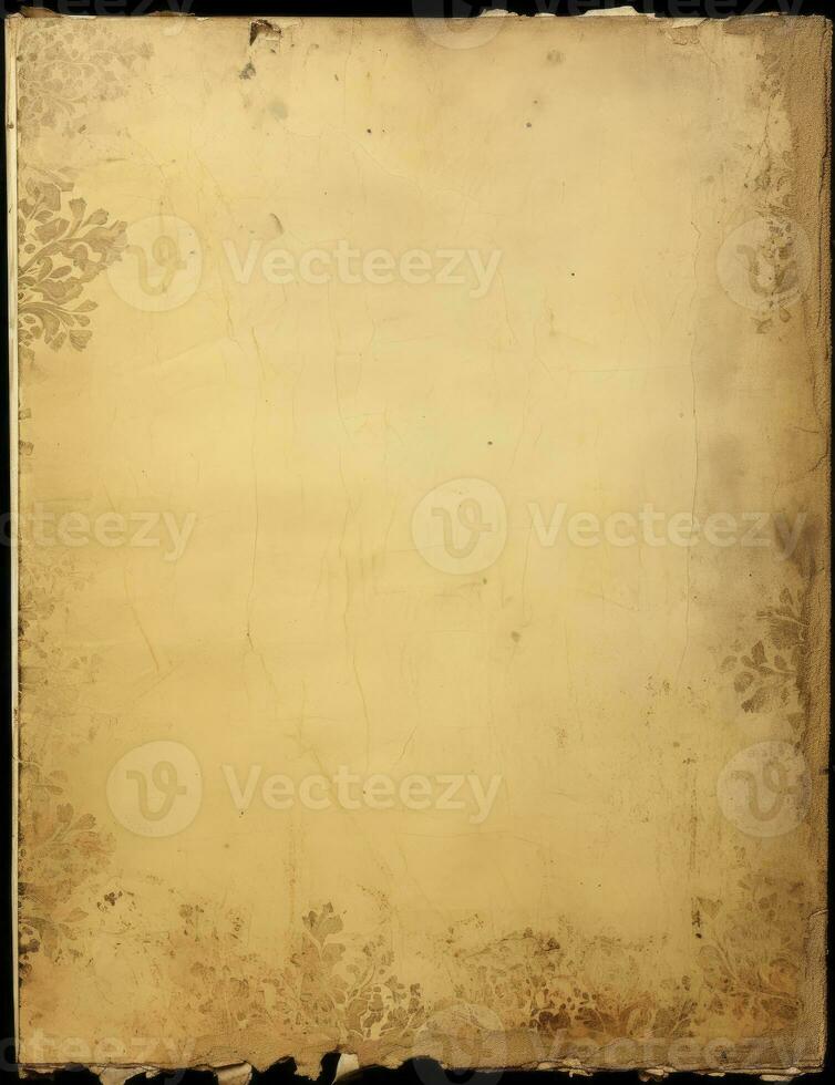 AI generated Sheet of vintage yellowed paper. AI Generated photo