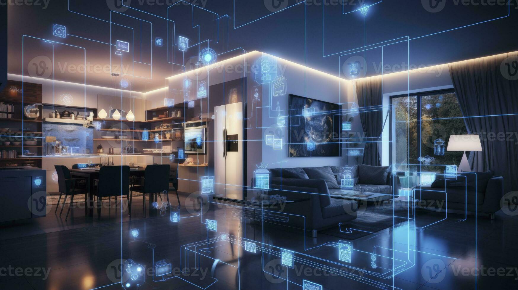 AI generated A Glimpse into the Connected Smart Home of Tomorrow. AI Generated photo