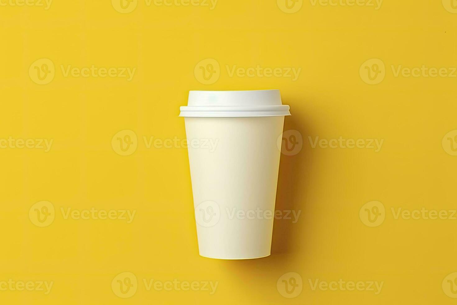 AI generated Blank coffee cup isolated on yellow background. AI Generated photo