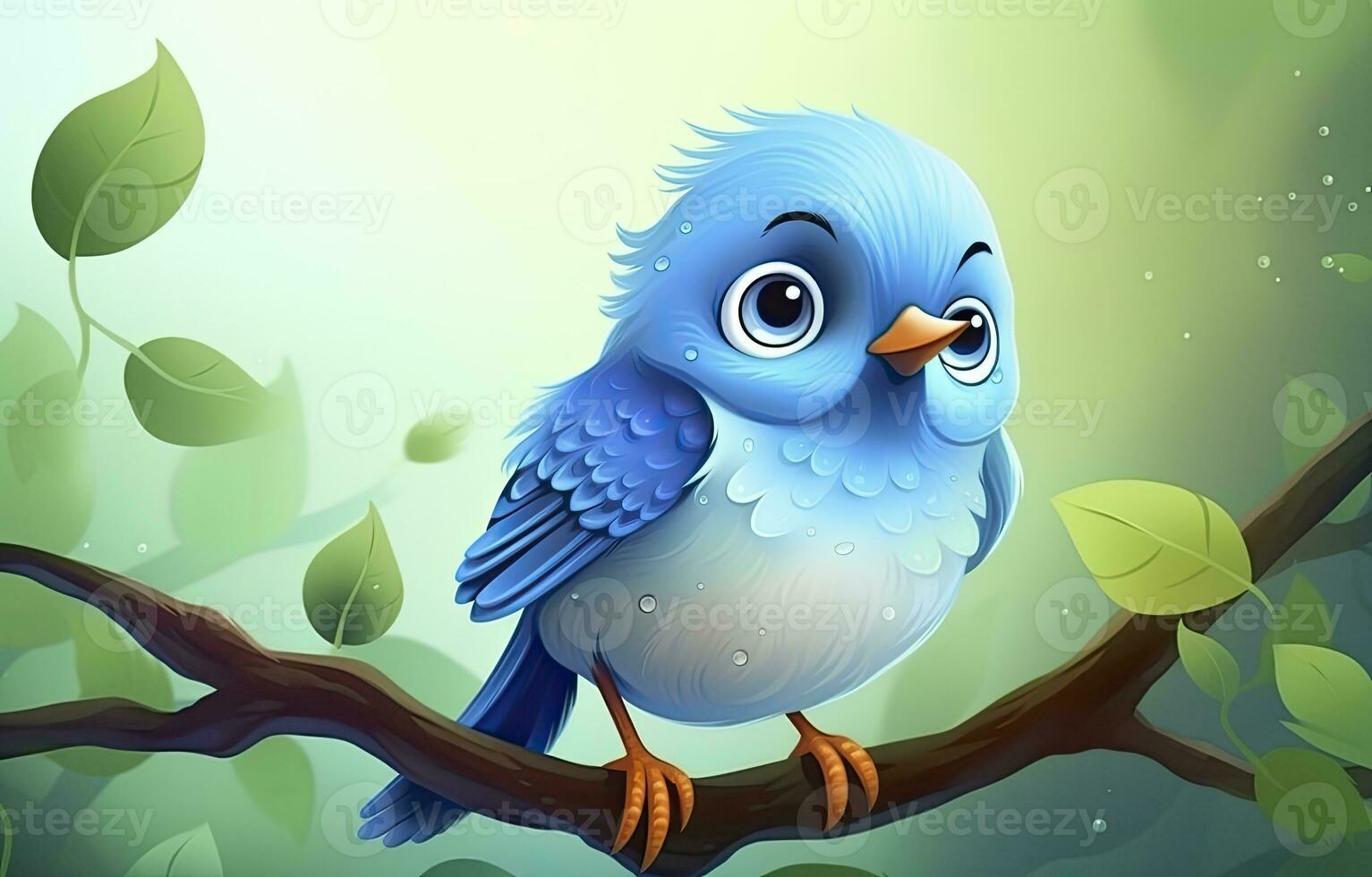 AI generated Cute little bird with a  nature background.  AI Generated. photo