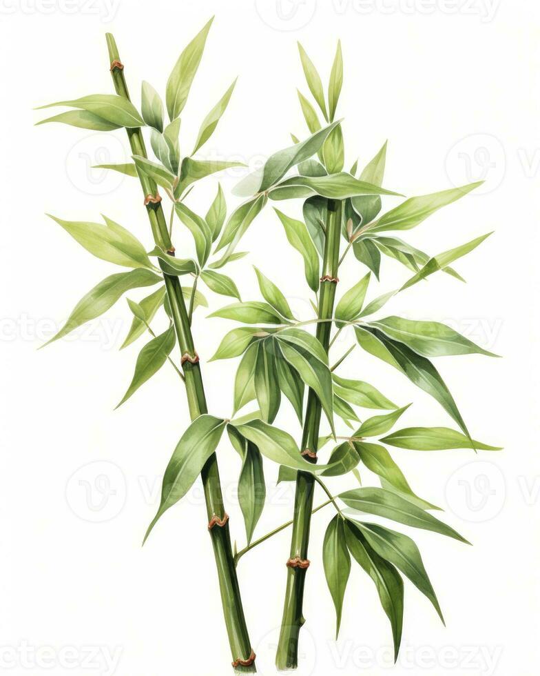 AI generated Watercolor bamboo clipart isolated on white background. AI Generated photo