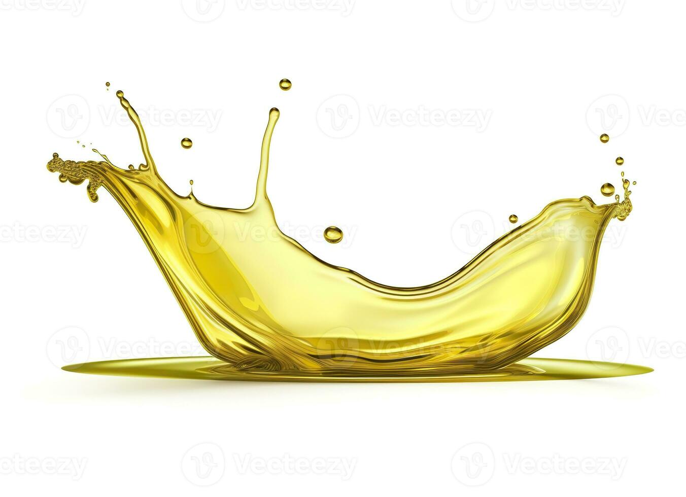 AI generated Olive or engine oil splash, cosmetic serum liquid isolated on white background. Generative AI photo