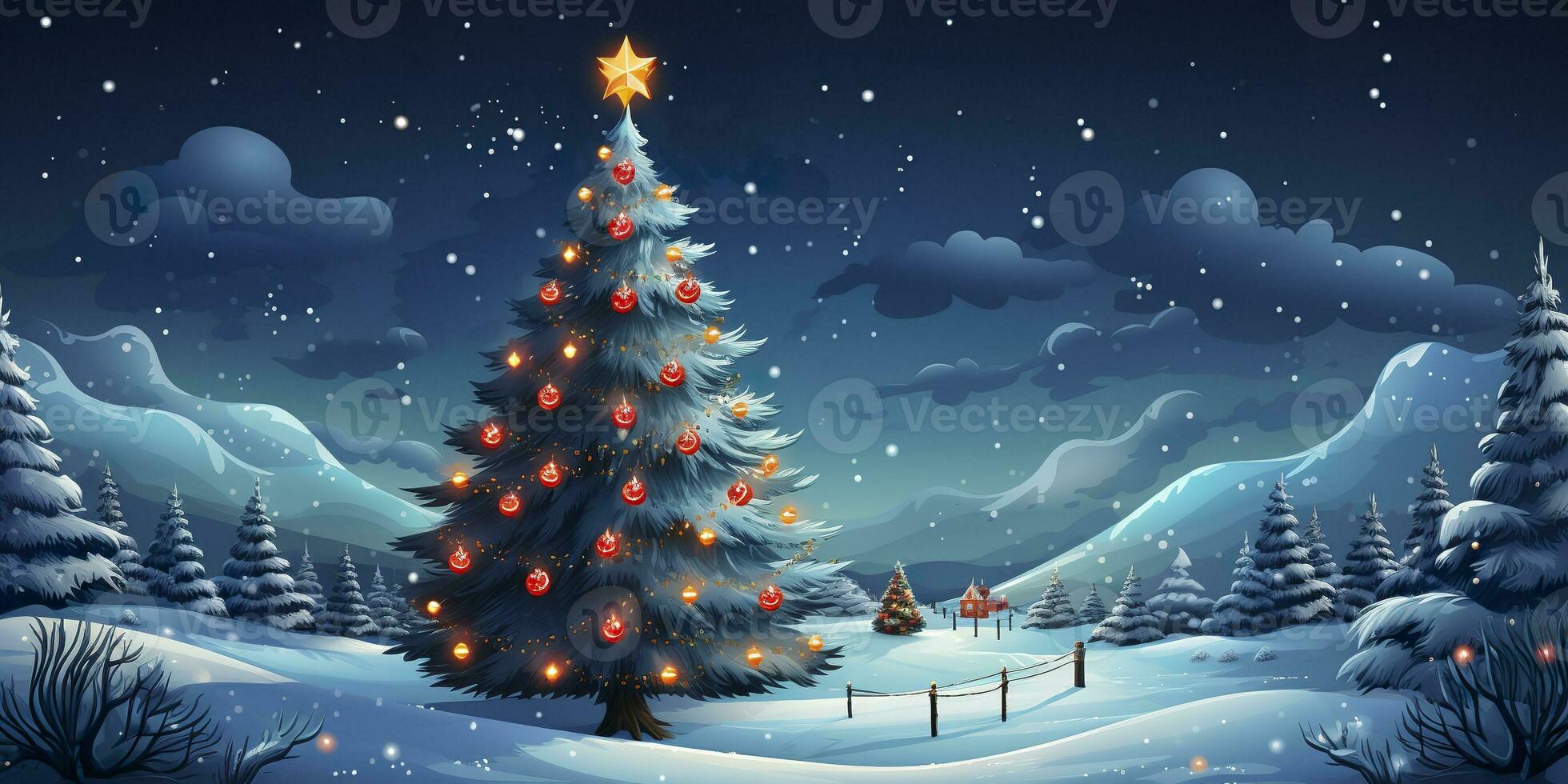 AI generated Merry Christmas and Happy New Year Background. AI Generated photo