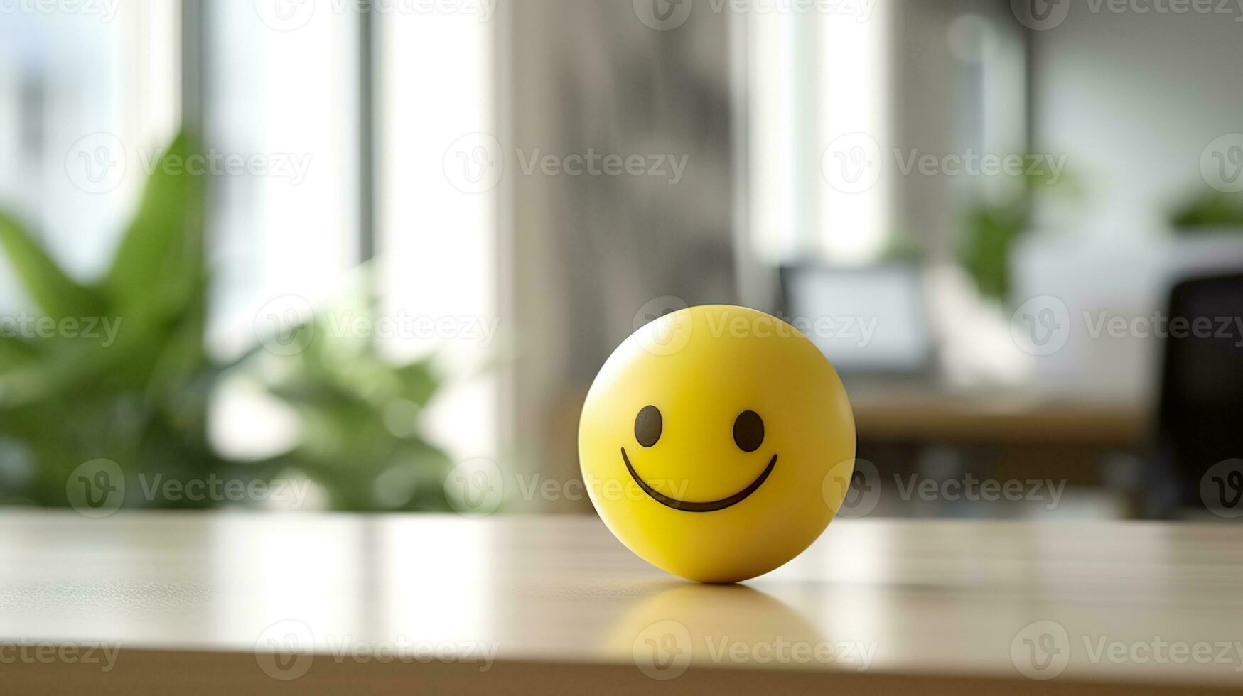 ai generado un amarillo sonriente pelota lata promover un positivo trabajo ambiente. generativo ai foto