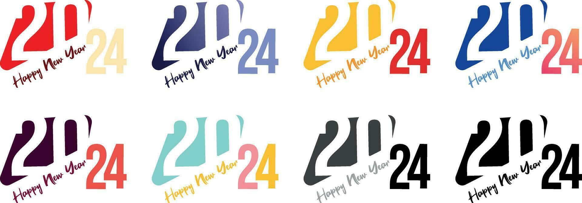 Vector set of Happy New Year colorful typography